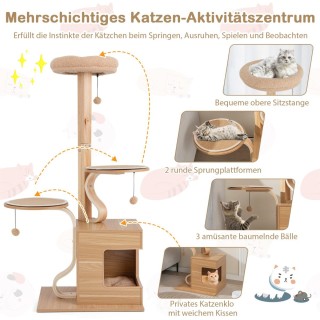 Costway Ξύλινος Πύργος Γάτας με Πολλαπλά Επίπεδα και Μαξιλάρια Moh... Costway Ξύλινος Πύργος Γάτας με Πολλαπλά Επίπεδα και Μαξιλάρια Moh...