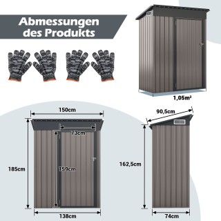 Costway  Μεταλλικό Κήπου 1,5 m³ με Πρακτική Κλίση - Κομψό σε Ανοιχτ...