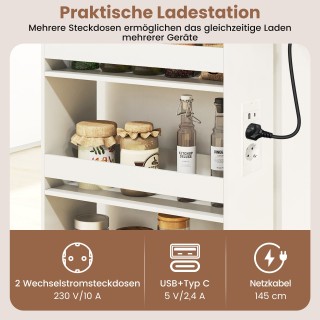 Costway Λευκό Καρότσι Κουζίνας με Ρόδες, 4 Επιπέδων, Πλάτους 20 εκ....