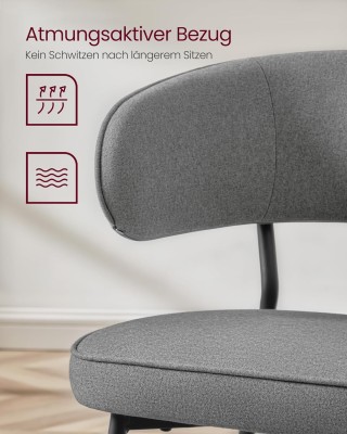 Σετ 2 Καρεκλών VASAGLE, Σκούρο Γκρι Σετ 2 Καρεκλών VASAGLE, Σκούρο Γκρι