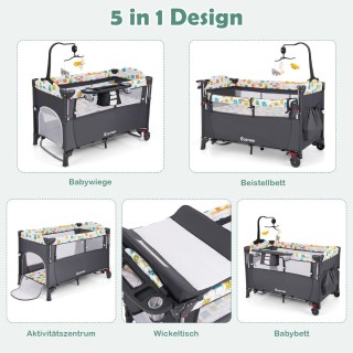 Costway Πολυλειτουργική 5-σε-1 Κούνια Μωρού με Ρυθμιζόμενο Ύψος κα... Costway Πολυλειτουργική 5-σε-1 Κούνια Μωρού με Ρυθμιζόμενο Ύψος κα...