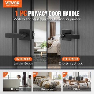 VEVOR Μαύρη Ματ Τετράγωνη Χειρολαβή Πόρτας Εσωτερικού Χώρου YSMJSBS...