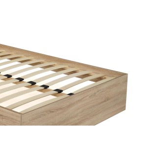 Διπλό Κρεβάτι Oklahoma με Κεφαλάρι & Βάση σε Απόχρωση Οξιάς - 160x2...