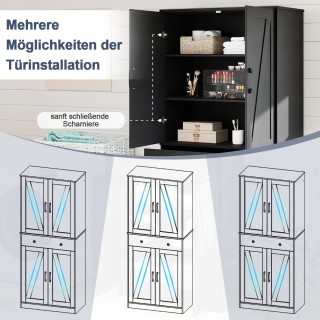 Costway Ψηλό ντουλάπι κουζίνας με 4 πόρτες, συρτάρι και 3 ρυθμιζόμε...