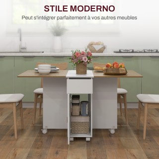 HOMCOM Ορθογώνιο Επεκτάσιμο Τραπέζι με 2 Συρτάρια και ένα Ντουλάπι ...