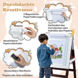 Costway Παιδική Ρυθμιζόμενη Καβαλέτο με Καρέκλα & Διπλής Όψεως Πίνα...