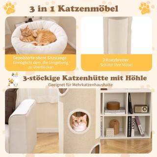 Costway Πολυώροφος Πύργος Γάτας με 3 Σπηλιές, Αφαιρούμενη Πλατφόρμα... Costway Πολυώροφος Πύργος Γάτας με 3 Σπηλιές, Αφαιρούμενη Πλατφόρμα...