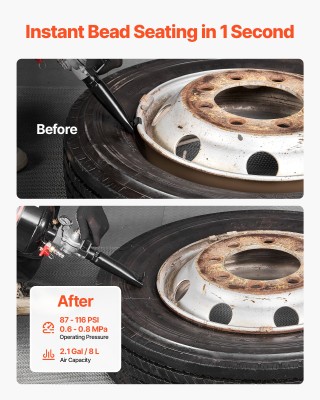 VEVOR Φορητός Συσκευαστής Ελαστικών, 2.1 Gal / 8 L, Χειροκίνητο Εργ...