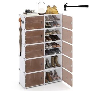 Costway 10-επίπεδη παπουτσοθήκη με αφαιρούμενα ράφια, στοιβαζόμενα ...