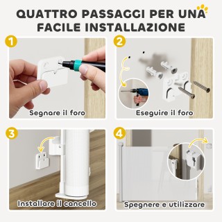 PawHut Επεκτάσιμο και Ανασυρόμενο Κάγκελο για Μικρά Σκυλιά με Αυτόμ...