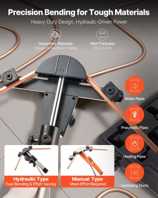 VEVOR Σετ Υδραυλικού Σωληνοκάμπτη, 6-22 mm, με 7 Καλούπια από Αλουμ...