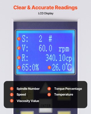 VEVOR Ψηφιακό Περιστροφικό Ιξωδόμετρο 10–100.000 mPa·s με 4 Ρότορες...