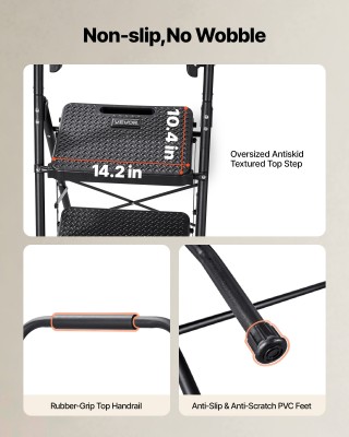 VEVOR Πτυσσόμενο Σκαλοπάτι 4 Σκαλιών με Αντιολισθητικά Πέλματα, Δίσ...