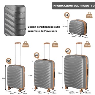 PROVITERA Σετ 4 Σκληρές Βαλίτσες Γκρι από Ανθεκτικό Πολυπροπυλένιο ...