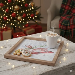 Villa dEste Home Χριστουγεννιάτικος Πίνακας 25x25 cm με Ξύλινη Κορν...