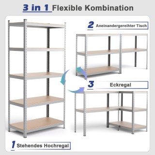 Costway Ρυθμιζόμενη Μεταλλική Ραφιέρα 5 Επιπέδων για Βαρύ Φορτίο -... Costway Ρυθμιζόμενη Μεταλλική Ραφιέρα 5 Επιπέδων για Βαρύ Φορτίο -...