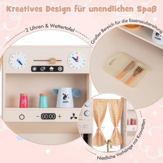 Costway Ροζ Ξύλινη Παιδική Κουζίνα με Αξεσουάρ και Φούρνο Μικροκυμά... Costway Ροζ Ξύλινη Παιδική Κουζίνα με Αξεσουάρ και Φούρνο Μικροκυμά...