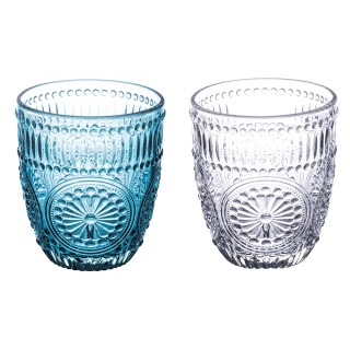 Galileo Σετ 2 ποτήρια νερού 330 ml από γυαλί με ανάγλυφο γεωμετρικό...