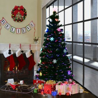 Costway Τεχνητό Χριστουγεννιάτικο Δέντρο 150 εκ. με LED και Οπτικές...