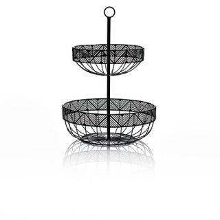 Διπλή Μεταλλική Φρουτιέρα με Σχέδιο Frieze 43 x 30,5 cm Μαύρο 15428... Διπλή Μεταλλική Φρουτιέρα με Σχέδιο Frieze 43 x 30,5 cm Μαύρο 15428...