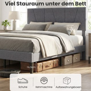 Costway Σκελετός Διπλού Κρεβατιού 140 x 200 cm με Ρυθμιζόμενο Γεωμε...