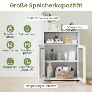 Costway Επιδαπέδιο Ντουλάπι Μπάνιου με 2 Πόρτες & 3-θέσιο Ρυθμιζόμε...