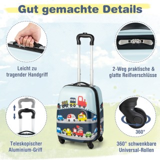 Costway  Σετ Βαλίτσας για Παιδιά 2 Τεμαχίων με Σκληρό Κέλυφος και Σ...