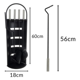 Kaminer Σετ Εργαλείων Τζακιού 5-σε-1 Απόχρωσης Μαύρο 25971