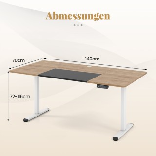 Costway Ηλεκτρικό Εργονομικό Γραφείο Ρυθμιζόμενου Ύψους 140 x 70 εκ...