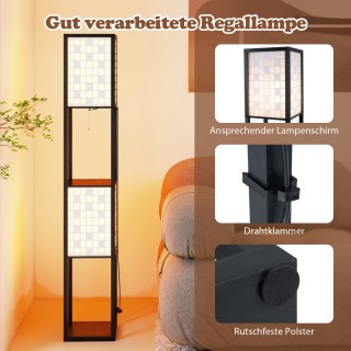 Costway Δίφωτη Επιδαπέδια Λάμπα με 2 Ράφια & Διακόπτη Ποδιού - Ξύλι... Costway Δίφωτη Επιδαπέδια Λάμπα με 2 Ράφια & Διακόπτη Ποδιού - Ξύλι...