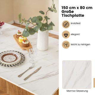 Σετ Τραπεζαρίας Μαρμάρινη Όψη, Μεταλλικό Πλαίσιο με Χρυσό Φινίρισμα...