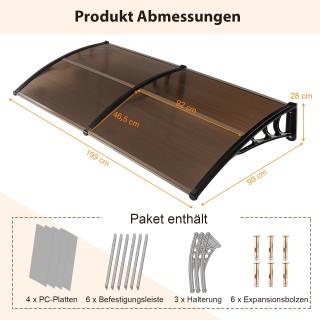 Costway Βεράντα Αλουμινίου 199 x 99 cm για Είσοδο Σπιτιού, Καμπύλο ... Costway Βεράντα Αλουμινίου 199 x 99 cm για Είσοδο Σπιτιού, Καμπύλο ...