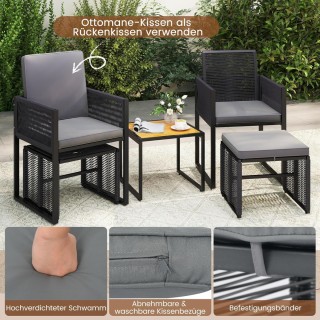 Costway Σετ Κήπου από Ρατάν: 2 Καρέκλες με Μαξιλάρια, Σκαμπό και Τρ... Costway Σετ Κήπου από Ρατάν: 2 Καρέκλες με Μαξιλάρια, Σκαμπό και Τρ...