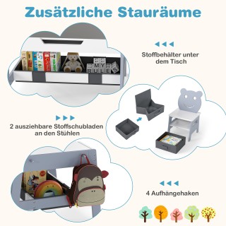 Costway Παιδικό τραπεζάκι 5 σε 1 με 2 καρέκλες σε σχήμα αρκούδας, μ...