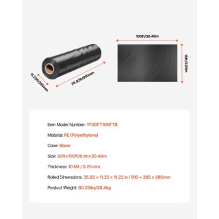 VEVOR Πλαστικό Φύλλο 10Mil 20x100 FT Βαρέως Τύπου Πολυαιθυλένιο Μαύ... VEVOR Πλαστικό Φύλλο 10Mil 20x100 FT Βαρέως Τύπου Πολυαιθυλένιο Μαύ...