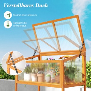 Costway Ξύλινο Υπερυψωμένο Κήπος με Διαφανές & Ανοιγόμενο Σκεπαστό ...