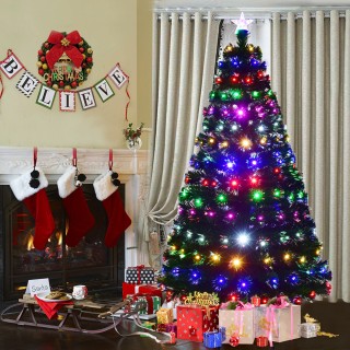 Costway  Τεχνητό Χριστουγεννιάτικο Δέντρο LED με Οπτικές Ίνες 210 ε...