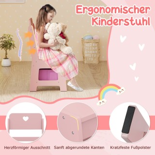 Costway Παιδικό Σετ Τραπέζι Μακιγιάζ με Καρέκλα, Καθρέφτη & Φωτισμό...