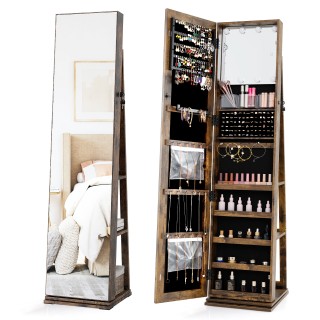 Costway Περιστρεφόμενη 360° Ντουλάπα Κοσμημάτων με Ολόσωμο Καθρέφτη...