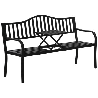 Outsunny Παγκάκι Κήπου 2-3 Θέσεων με Ανακλινόμενο Τραπεζάκι, Μεταλλ...