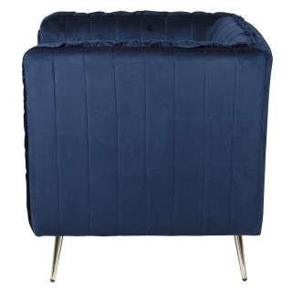 Galileo Πολυθρόνα vintage μπλε με ξύλινο σκελετό και ύφασμα πολυεστ...