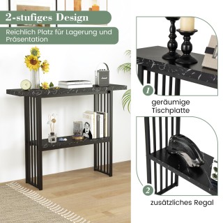 Costway Δίπεδο Κονσόλα με Μαύρο Μεταλλικό Σκελετό και Επιφάνεια Μαρ...