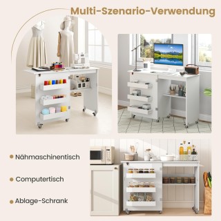 Costway  Πτυσσόμενο Τραπέζι Ραπτικής & Χειροτεχνίας με Κρυφούς Αποθ...