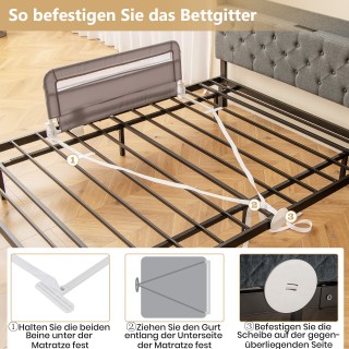 Costway Πτυσσόμενο Προστατευτικό Κάγκελο Κούνιας 100 εκ. με Αφαιρού...