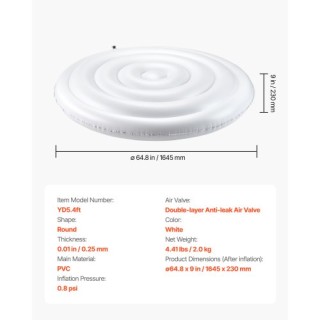 VEVOR Κάλυμμα Φουσκωτής Ιστομώνης για Υδρομασάζ 165cm, Στρογγυλό, Λ...