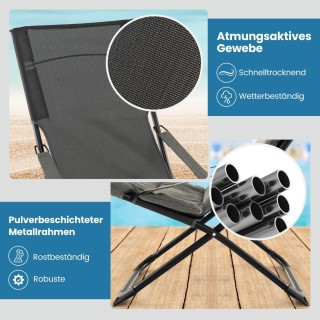 Costway Πτυσσόμενη καρέκλα βεράντας με οθωμανικό και αφαιρούμενα μα...