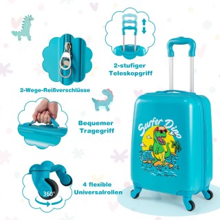 Costway Σετ Παιδικών Βαλιτσών με Τροχούς - Μπλε Δεινόσαυρος Χειραπ... Costway Σετ Παιδικών Βαλιτσών με Τροχούς - Μπλε Δεινόσαυρος Χειραπ...