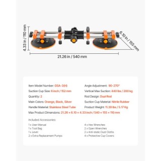 VEVOR Ρυθμιζόμενος Συγκολλητής Αρθρώσεων με Βεντούζα 6 90° - 270° D...