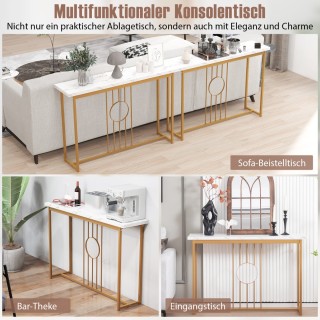 Costway Κομψό Κονσόλα Τραπέζι με Μαρμάρινη Όψη και Χρυσά Μεταλλικά ...