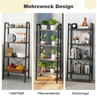 Costway  Ράφι Βιβλίων 4 Επιπέδων με Μεταλλικό Σκελετό και Βιομηχανι...